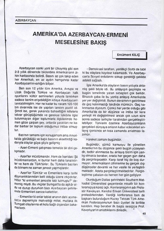 AMERİKA’DAN AZERBAYCAN-ERMENİ MESELESİNE BAKIŞ2