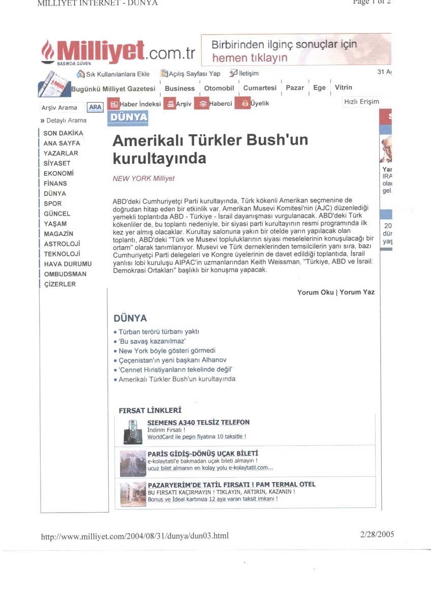 Ercüment Kılıç Bush’un Kurultayında Davetli Konuşmacı