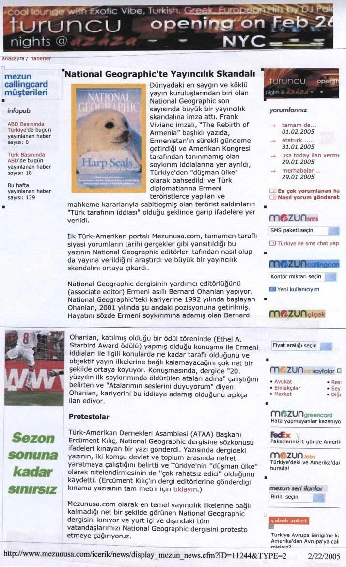 Ercüment Kılıç National Gegraphic’i Türkiye Adına Protesto Etti