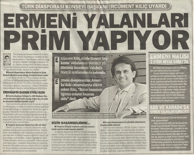 Ermeni Yalanları Prim Yapıyor, Erdoğan Etkili Oldu